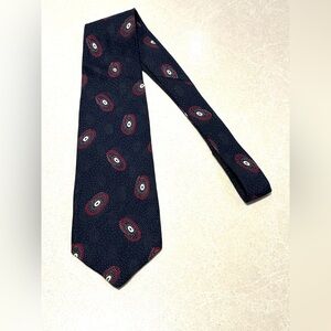 Distinction Stylish Navy and Red Patterned Men's Tie Vintage 100% Silk